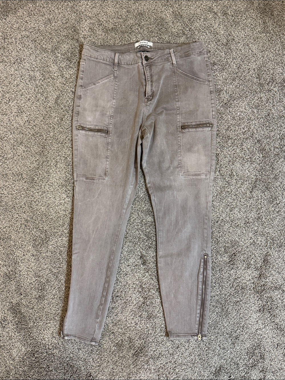 pistola Skinny Cargo Jeans with Ankle Zipper